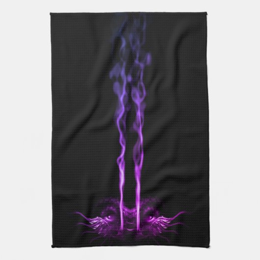 Zwart en Paarse Drakenrook Theedoek (Verticaal)