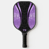 Zwart en Paarse Dynamic Stripes Damasks Pickleball Paddle (Voorkant)