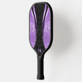 Zwart en Paarse Dynamic Stripes Damasks Pickleball Paddle (Links)