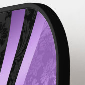 Zwart en Paarse Dynamic Stripes Damasks Pickleball Paddle (Links Detail)