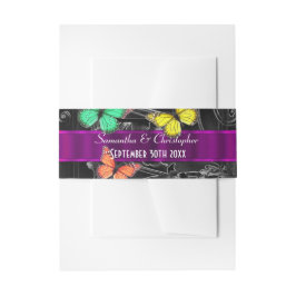 Zwart en paarse gepersonaliseerde bruiloft uitnodigingen wikkel