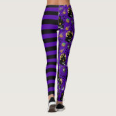 Zwart en Paarse gestreepte heks Halloween kostuum Leggings (Achterkant)
