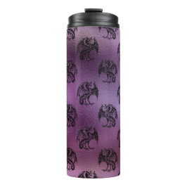 zwart en Paarse Glitter Dragon Pattern Thermosbeker