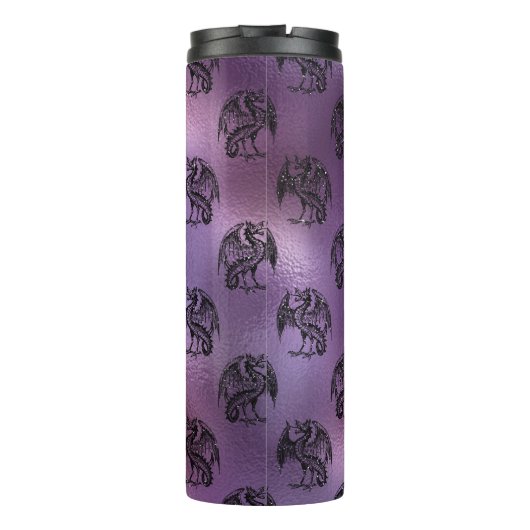  zwart en Paarse Glitter Dragon Pattern Thermosbeker (Achterkant)