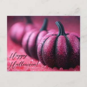 Zwart en Paarse Glitter Halloween Wenskaart Briefkaart