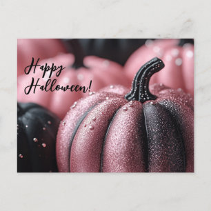Zwart en Paarse Glitter Halloween Wenskaart Briefkaart