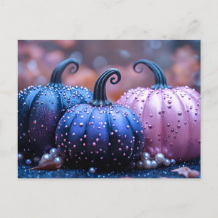 Zwart en Paarse Glitter Halloween Wenskaart Briefkaart