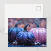 Zwart en Paarse Glitter Halloween Wenskaart Briefkaart (Voorkant / Achterkant)
