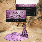 Zwart en Paarse Glitter Lichtgevende Sterren Elega Visitekaartje