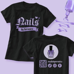 Zwart en paarse gotische nagels lettering nageltec t-shirt
