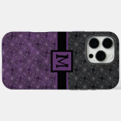 Zwart en paarse gotische spinnenweb met monogram Case-Mate iPhone case (Achterkant (horizontaal))