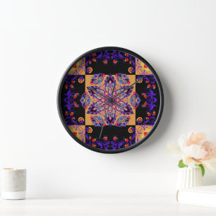 Zwart en Paarse Graphic Floral Art, Violet Natuur