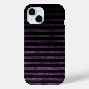 Zwart en Paarse Grunge Ombre Strepen iPhone 15 Case