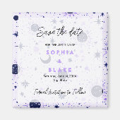 Zwart en Paarse Hemelse Bruiloft Save the Date Magneet (Voorkant)