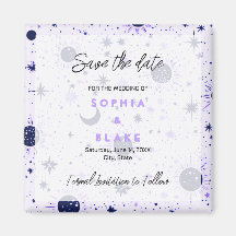 Zwart en Paarse Hemelse Bruiloft Save the Date
