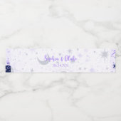 Zwart en Paarse hemelse bruiloft Waterfles Etiket (Enkel label)