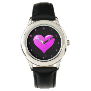 Zwart en Paarse horloge met hart