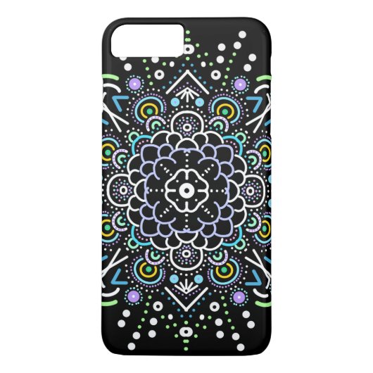 Zwart en Paarse Mandala Abstract Kleurrijk Case-Mate iPhone Case (Achterkant)