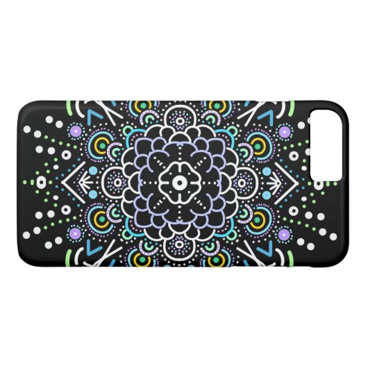 Zwart en Paarse Mandala Abstract Kleurrijk Case-Mate iPhone Case (Achterkant (Horizontaal))