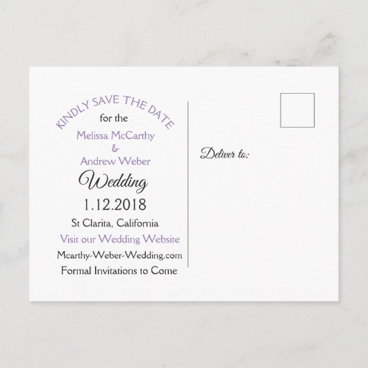 Zwart en Paarse Mandala Bruiloft Save the Date Aankondigingskaart (Achterkant)