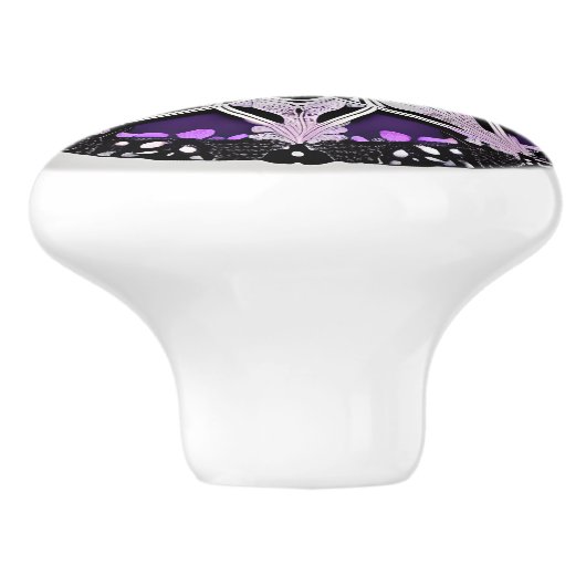 Zwart en Paarse Mandala Keramische knop (Zijkant)