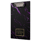 Zwart en Paarse Marmeren Ontwerper Gepersonaliseer Klembord (Links)