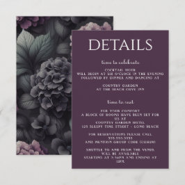 Zwart en Paarse Moody Floral Informatiekaartje