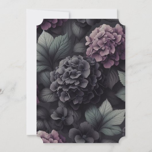 Zwart en Paarse Moody Floral Kaart (Achterkant)