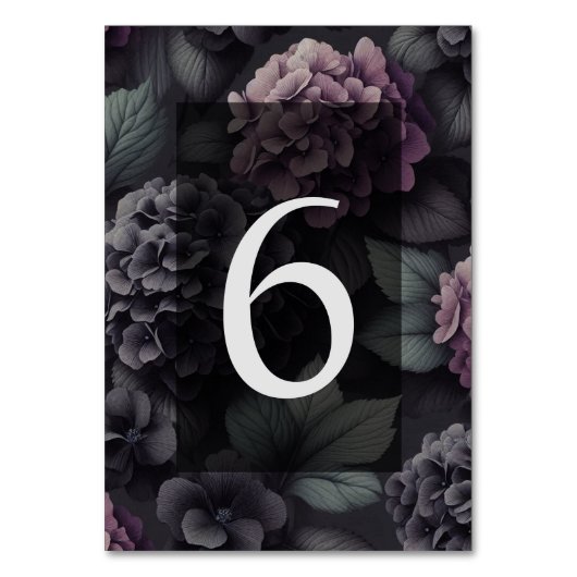 Zwart en Paarse Moody Floral Kaart (Voorkant)