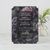 Zwart en Paarse Moody Floral met Details & QR Kaart (Staand voorkant)