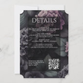 Zwart en Paarse Moody Floral met Details & QR Kaart (Achterkant)