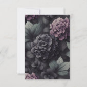 Zwart en Paarse Moody Floral RSVP Kaartje (Achterkant)