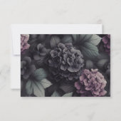Zwart en Paarse Moody Floral RSVP Kaartje (Achterkant)