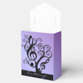 Zwart en Paarse Muziek Treble Clef Tree Favor Box Bedankdoosjes (Geopend)