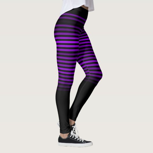Zwart en paarse of aangepaste kleur gestreept leggings (Rechts)