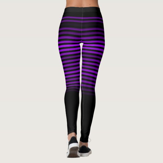Zwart en paarse of aangepaste kleur gestreept leggings (Achterkant)