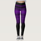 Zwart en paarse of aangepaste kleur gestreept leggings (Voorkant)