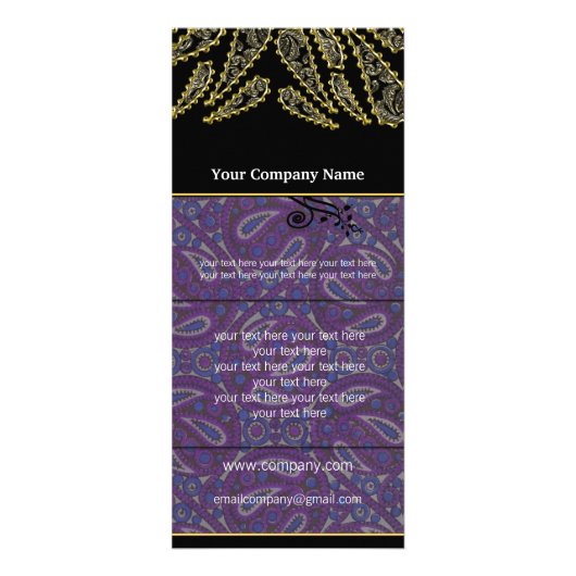 Zwart en Paarse Paisley Swirled Rack Kaart (Achterkant)