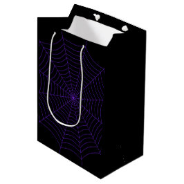 Zwart en paarse spinnenweb Halloweenpatroon Medium Cadeauzakje