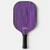 Zwart en Paarse Streeppatroon Modern Monogram Pickleball Paddle (Achterkant)