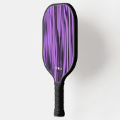 Zwart en Paarse Streeppatroon Modern Monogram Pickleball Paddle (Links)