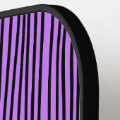 Zwart en Paarse Streeppatroon Modern Monogram Pickleball Paddle (Links Detail)
