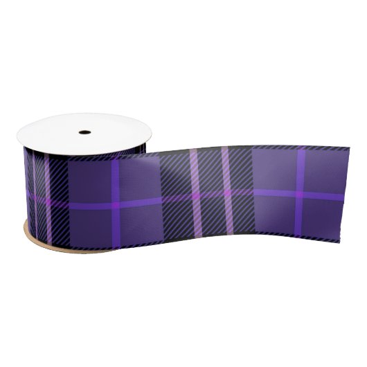 Zwart en Paarse Tartan Plaid Satijnen Lint (Spoel)