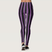 Zwart en Paarse verticale streeppatroon Leggings (Achterkant)