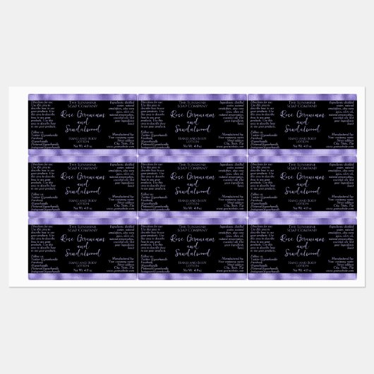 Zwart en Paarse Waterdichte Dropper Flesetiket Labels (Vel)