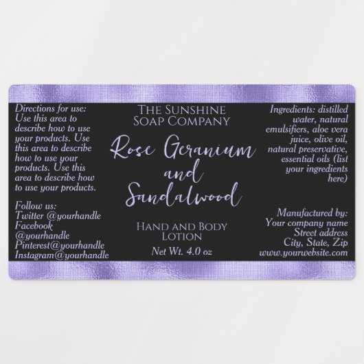 Zwart en Paarse Waterdichte Dropper Flesetiket Labels (Design 1)