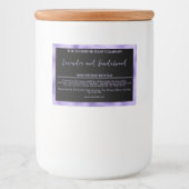 Zwart en paarse waterdichte zeepdooslabel voedselcontainer etiket (Voorkant)