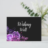 Zwart en paarse wensen goed. Bruiloft invoegen kaa Informatiekaartje (Staand voorkant)