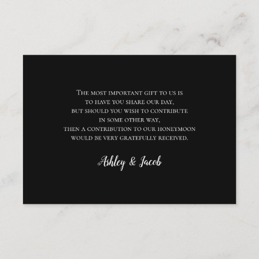 Zwart en paarse wensen goed. Bruiloft invoegen kaa Informatiekaartje (Achterkant)