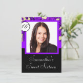 Zwart en paarse zoet zestien kaart (Staand voorkant)